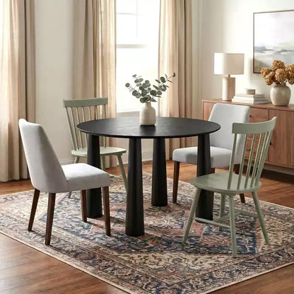 Table de salle à manger ronde Dovelina de 45 pouces en bois avec 4 pieds Table de cuisine moderne pour 4 personnes pour