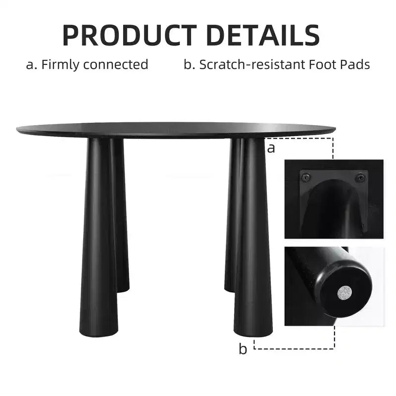 Table de salle à manger ronde Dovelina de 45 pouces en bois avec 4 pieds Table de cuisine moderne pour 4 personnes pour