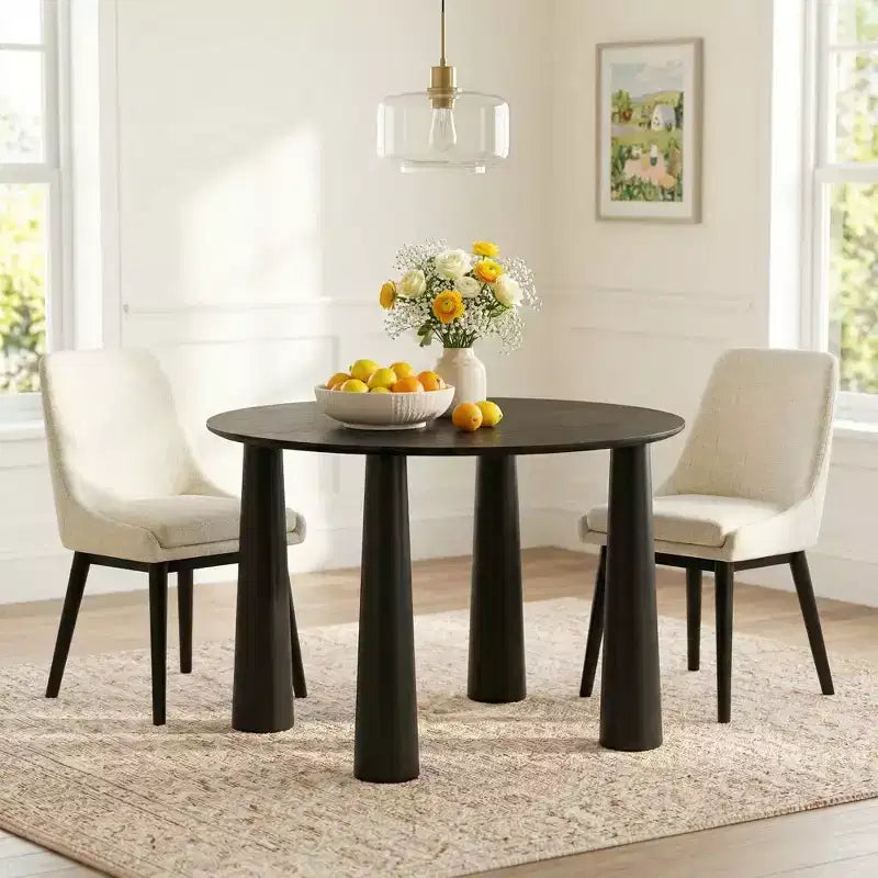 Dovelina 45 Round Wood Dining Table With 4 Legs Modern Kitchen Table 4 People for