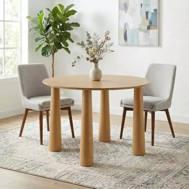 Table de salle à manger ronde Dovelina de 45 pouces en bois avec 4 pieds Table de cuisine moderne pour 4 personnes pour