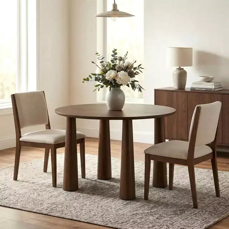 Table de salle à manger ronde Dovelina de 45 pouces en bois avec 4 pieds Table de cuisine moderne pour 4 personnes pour