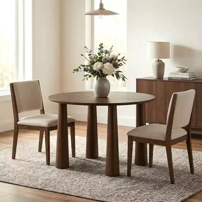 Table de salle à manger ronde Dovelina de 45 pouces en bois avec 4 pieds Table de cuisine moderne pour 4 personnes pour