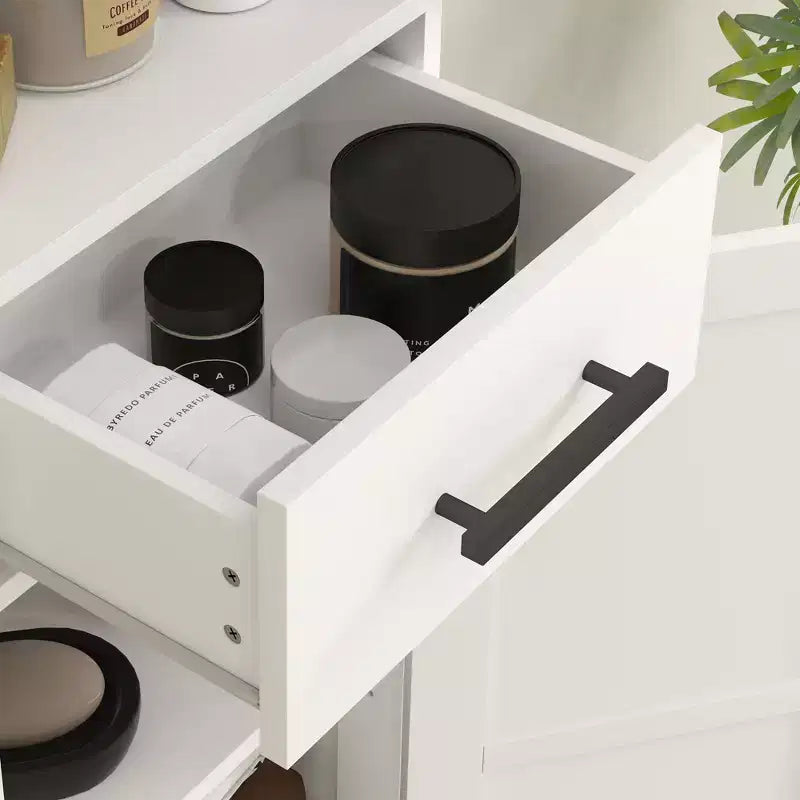HOMCOM Armoire de Rangement de Salle de Bain Haute 170 cm avec Tiroir, Meuble de Salle de Bain Etroit Style Ferme avec Portes Coulissantes et Etagères Réglables, Armoire à Linge