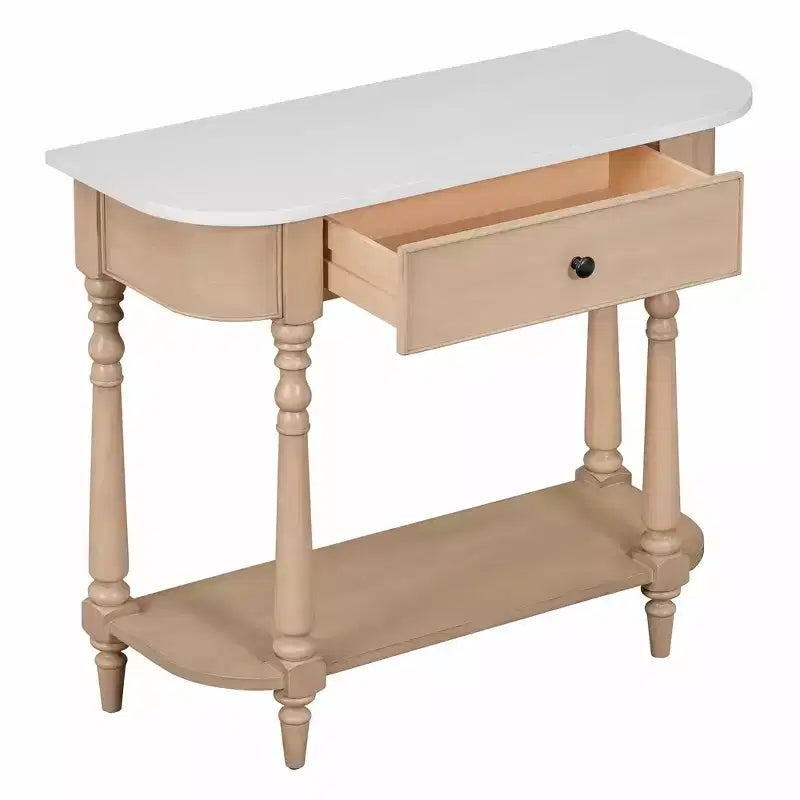 Console d'angle rétractable Whisen avec tiroir supérieur et étagère ouverte pour salon et entrée
