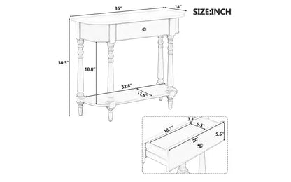 Console d'angle rétractable Whisen avec tiroir supérieur et étagère ouverte pour salon et entrée