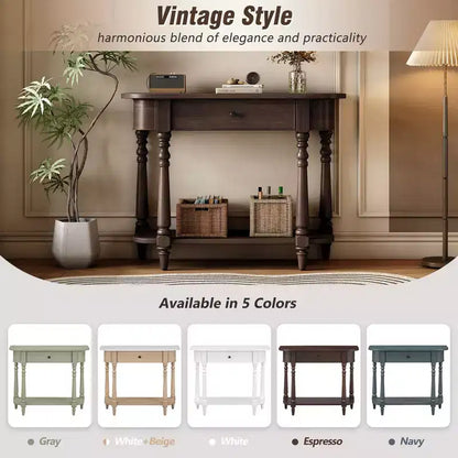 Console d'angle rétractable Whisen avec tiroir supérieur et étagère ouverte pour salon et entrée