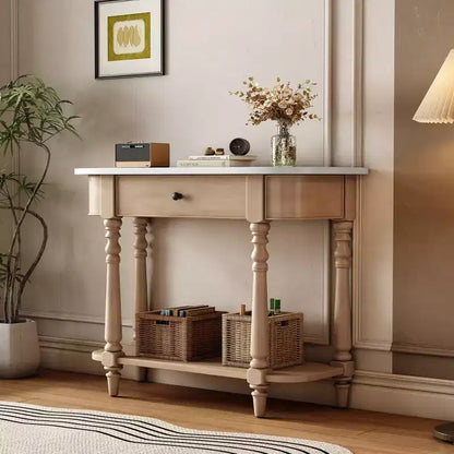 Console d'angle rétractable Whisen avec tiroir supérieur et étagère ouverte pour salon et entrée