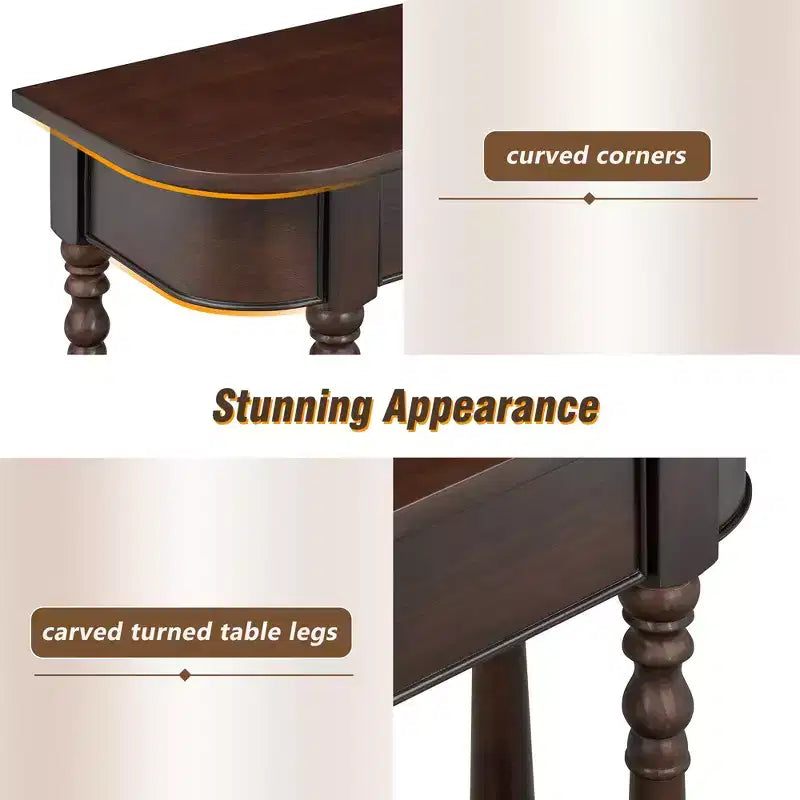 Console d'angle rétractable Whisen avec tiroir supérieur et étagère ouverte pour salon et entrée