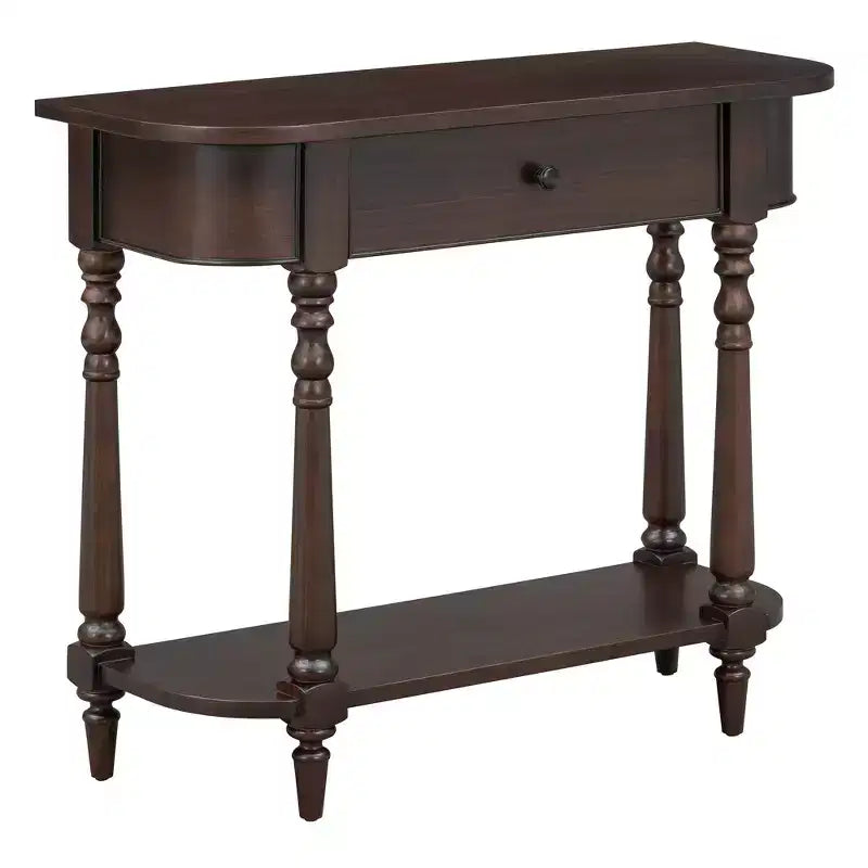 Console d'angle rétractable Whisen avec tiroir supérieur et étagère ouverte pour salon et entrée
