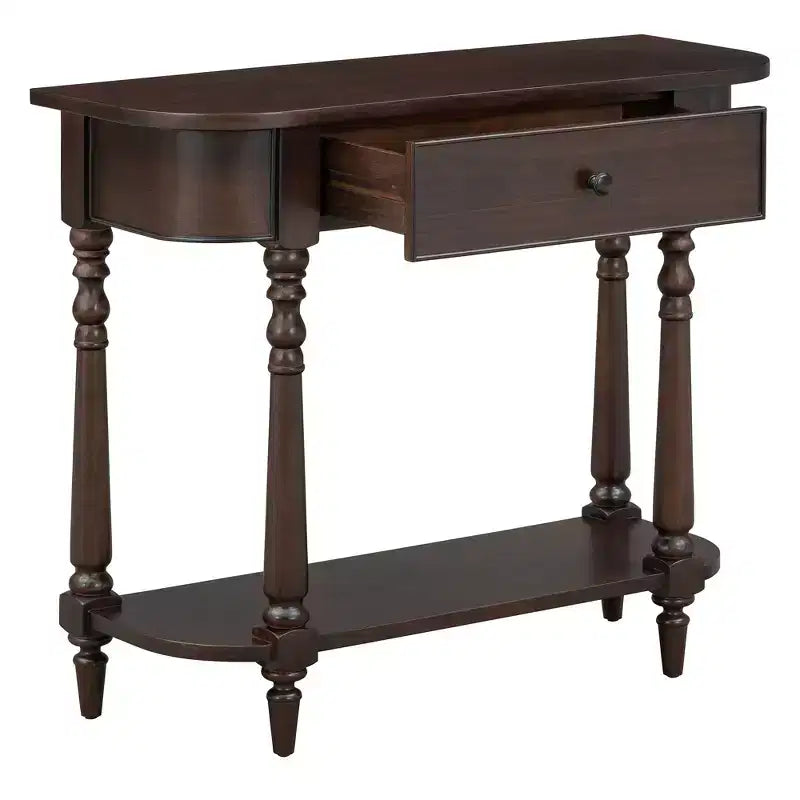 Console d'angle rétractable Whisen avec tiroir supérieur et étagère ouverte pour salon et entrée