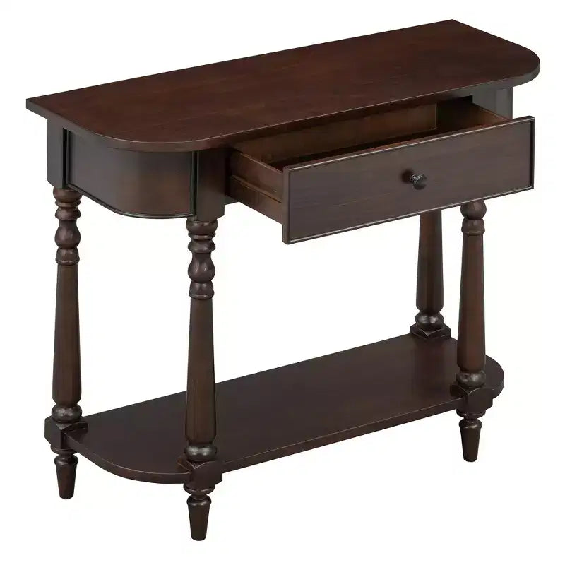 Console d'angle rétractable Whisen avec tiroir supérieur et étagère ouverte pour salon et entrée