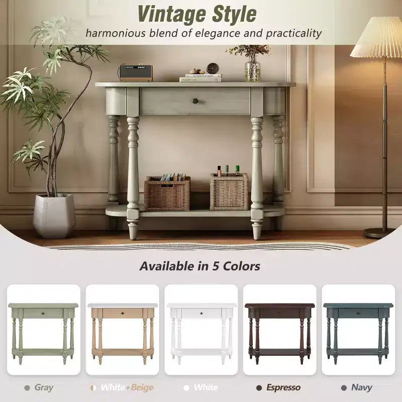 Console d'angle rétractable Whisen avec tiroir supérieur et étagère ouverte pour salon et entrée