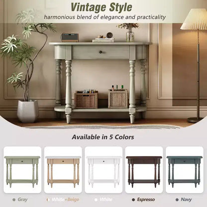 Console d'angle rétractable Whisen avec tiroir supérieur et étagère ouverte pour salon et entrée