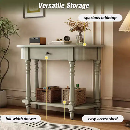 Console d'angle rétractable Whisen avec tiroir supérieur et étagère ouverte pour salon et entrée