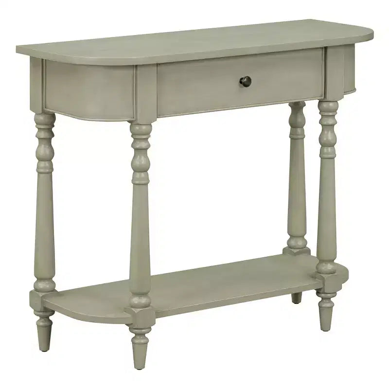 Console d'angle rétractable Whisen avec tiroir supérieur et étagère ouverte pour salon et entrée