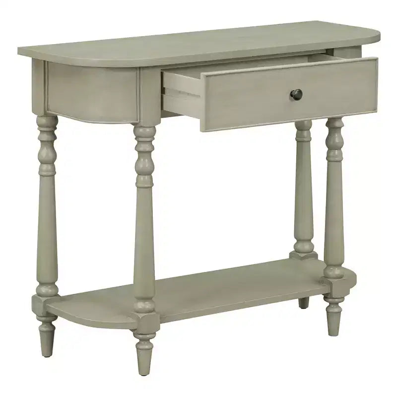 Console d'angle rétractable Whisen avec tiroir supérieur et étagère ouverte pour salon et entrée
