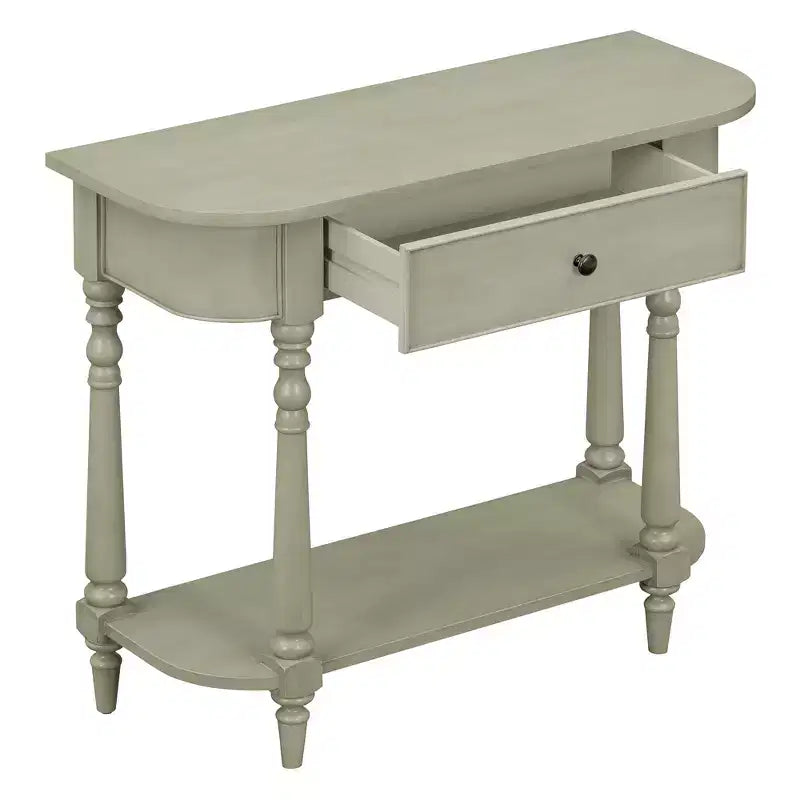 Console d'angle rétractable Whisen avec tiroir supérieur et étagère ouverte pour salon et entrée