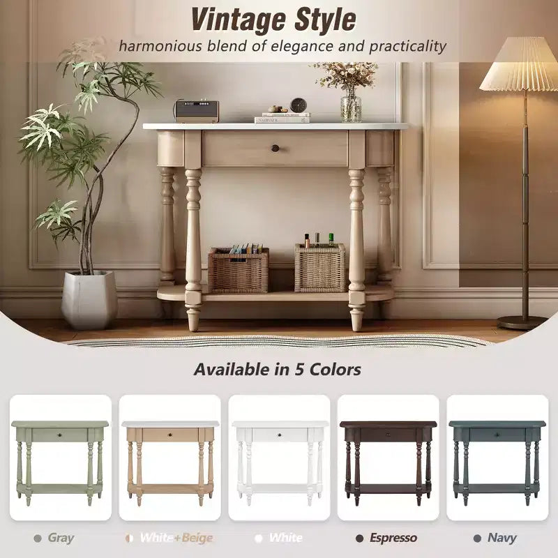 Console d'angle rétractable Whisen avec tiroir supérieur et étagère ouverte pour salon et entrée