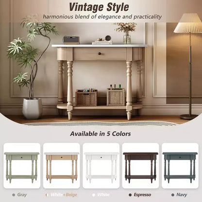 Console d'angle rétractable Whisen avec tiroir supérieur et étagère ouverte pour salon et entrée