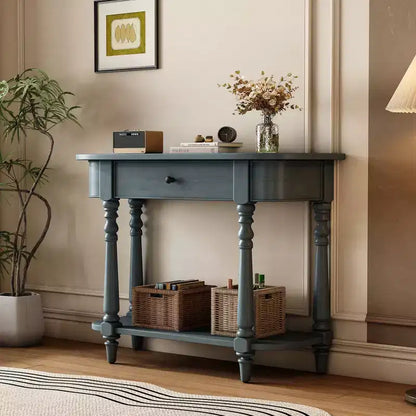 Console d'angle rétractable Whisen avec tiroir supérieur et étagère ouverte pour salon et entrée