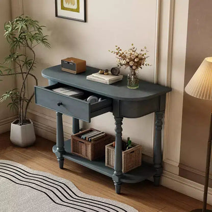 Console d'angle rétractable Whisen avec tiroir supérieur et étagère ouverte pour salon et entrée