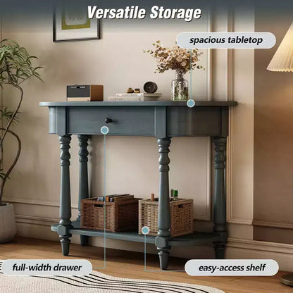 Console d'angle rétractable Whisen avec tiroir supérieur et étagère ouverte pour salon et entrée