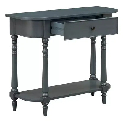 Console d'angle rétractable Whisen avec tiroir supérieur et étagère ouverte pour salon et entrée