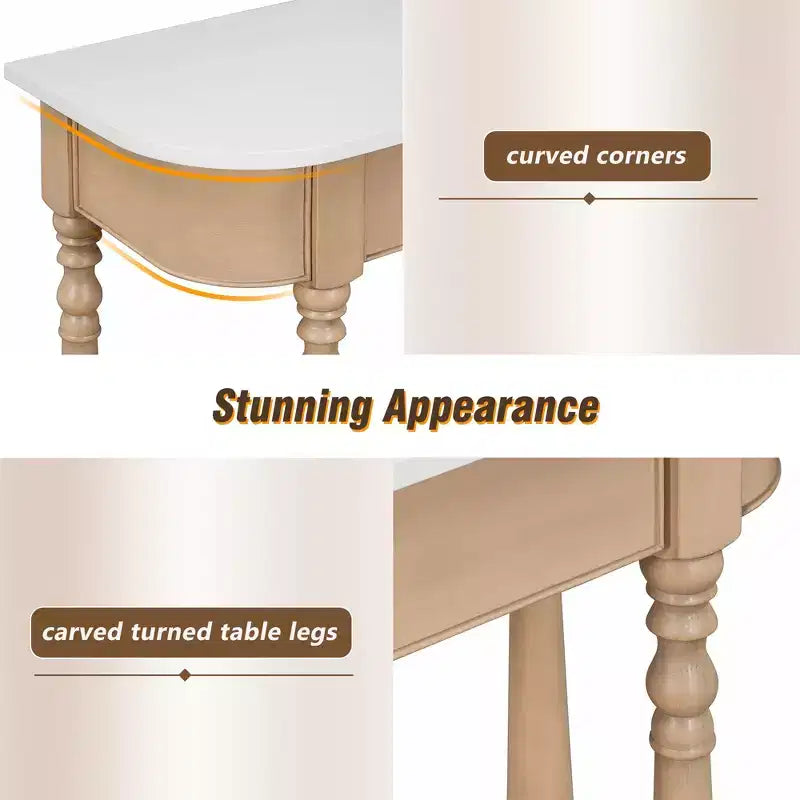 Console d'angle rétractable Whisen avec tiroir supérieur et étagère ouverte pour salon et entrée
