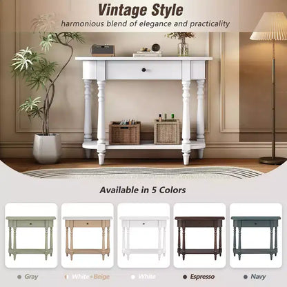 Console d'angle rétractable Whisen avec tiroir supérieur et étagère ouverte pour salon et entrée