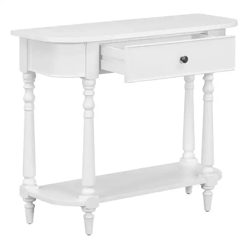 Console d'angle rétractable Whisen avec tiroir supérieur et étagère ouverte pour salon et entrée