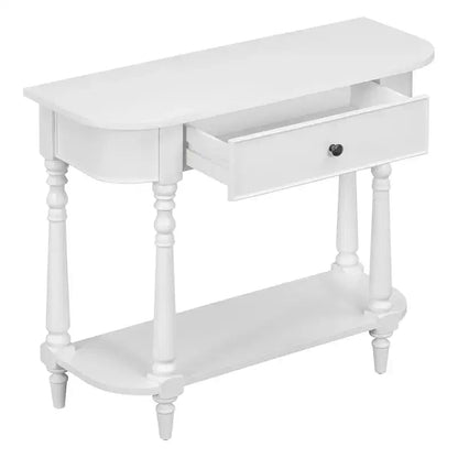 Console d'angle rétractable Whisen avec tiroir supérieur et étagère ouverte pour salon et entrée