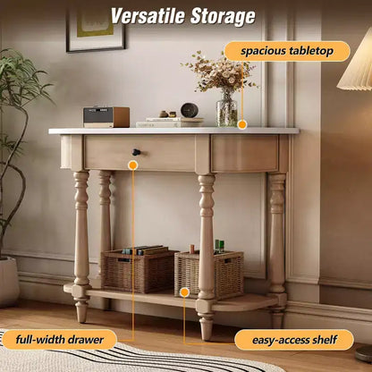 Console d'angle rétractable Whisen avec tiroir supérieur et étagère ouverte pour salon et entrée