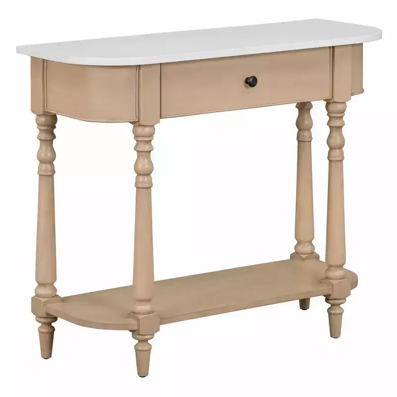 Console d'angle rétractable Whisen avec tiroir supérieur et étagère ouverte pour salon et entrée