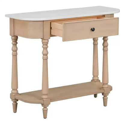 Console d'angle rétractable Whisen avec tiroir supérieur et étagère ouverte pour salon et entrée