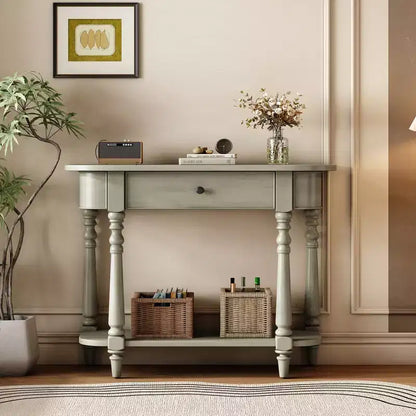 Console d'angle rétractable Whisen avec tiroir supérieur et étagère ouverte pour salon et entrée