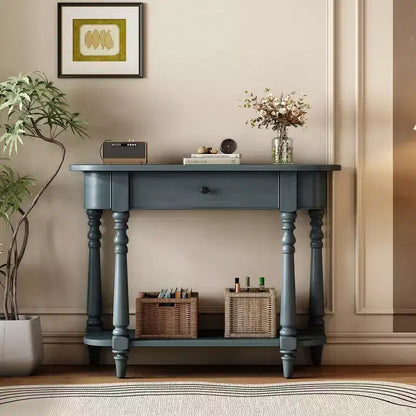 Console d'angle rétractable Whisen avec tiroir supérieur et étagère ouverte pour salon et entrée