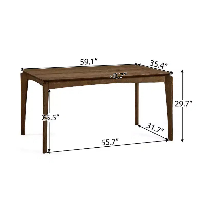 GDFStudio Laveer Table de salle à manger moderne mi-siècle en bois d'hévéa, 59 po L
