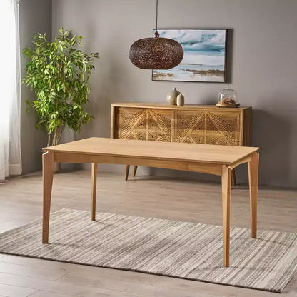GDFStudio Laveer Table de salle à manger moderne mi-siècle en bois d'hévéa, 59 po L