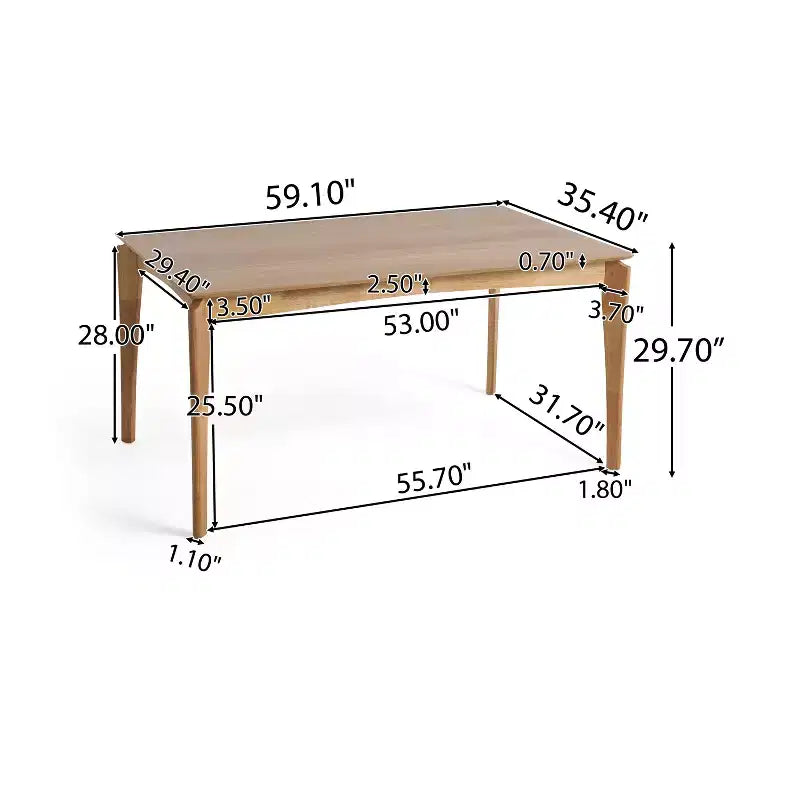 GDFStudio Laveer Table de salle à manger moderne mi-siècle en bois d'hévéa, 59 po L