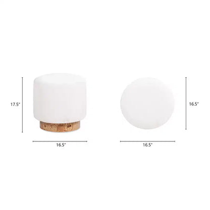 Jennifer Taylor Home Tilly Pouf ottoman rond de 42 cm en fausse fourrure et bois, fausse fourrure blanche Cottontail