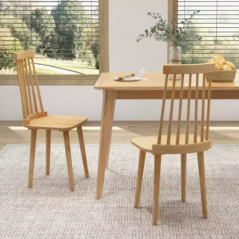 Costway Lot de 2/4 chaises de salle à manger Windsor avec dossier haut à barreaux