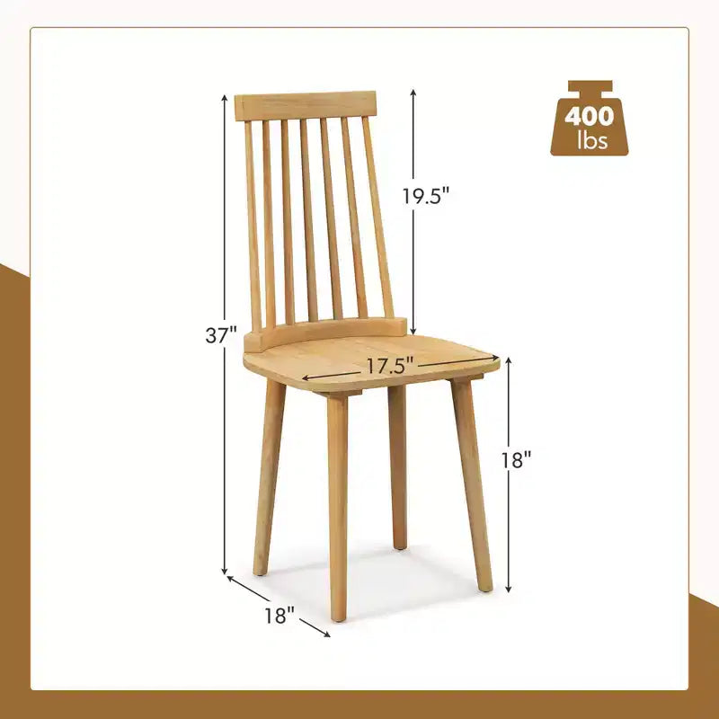 Costway Lot de 2/4 chaises de salle à manger Windsor avec dossier haut à barreaux