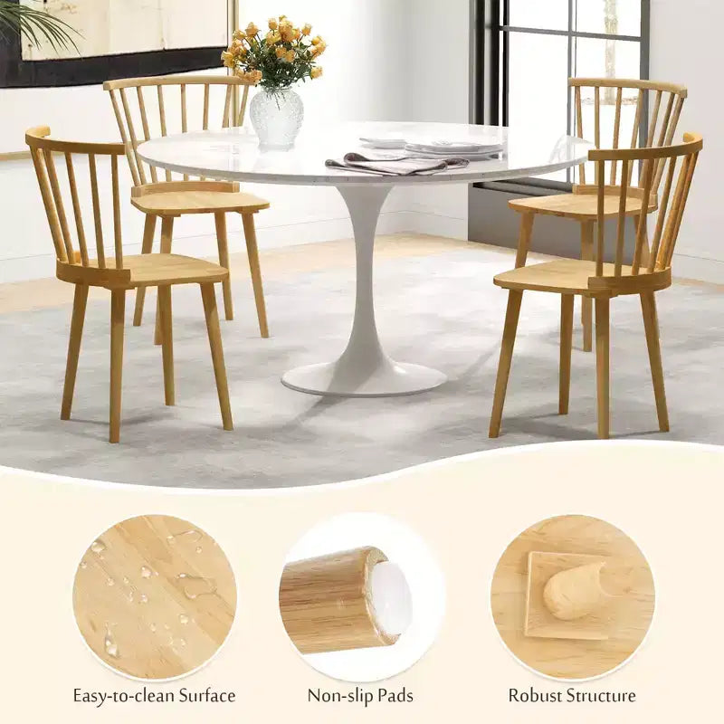 Costway Lot de 2/4 chaises de salle à manger Windsor avec dossier haut à barreaux