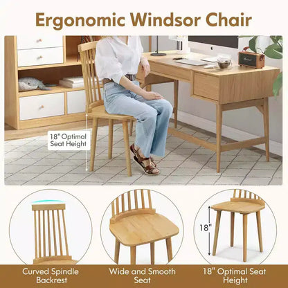 Costway Lot de 2/4 chaises de salle à manger Windsor avec dossier haut à barreaux