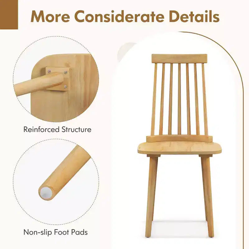 Costway Lot de 2/4 chaises de salle à manger Windsor avec dossier haut à barreaux