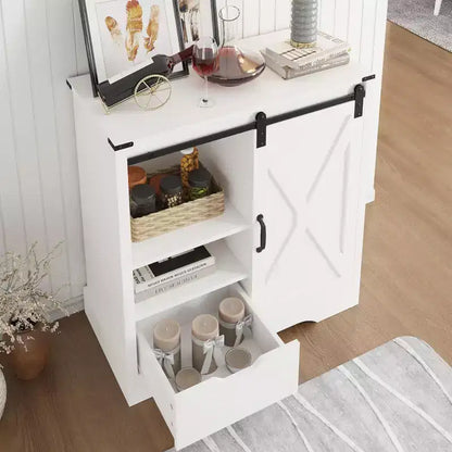 Meuble de bar à café Heynemo Farmhouse avec rangement, buffet de salle à manger avec porte coulissante, pour salle à manger, salon, cuisine