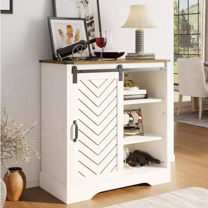 Meuble de bar à café Heynemo Farmhouse avec rangement, buffet de salle à manger avec porte coulissante, pour salle à manger, salon, cuisine
