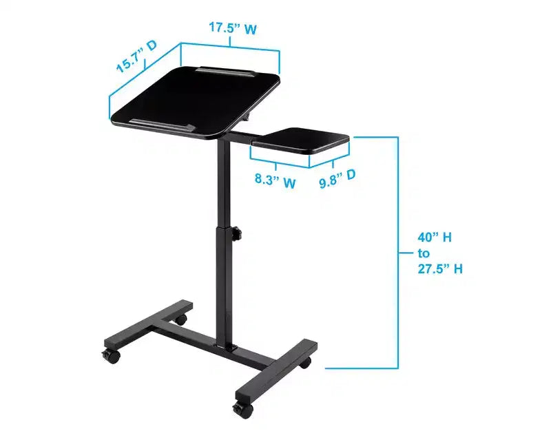 Chariot de bureau mobile inclinable Seville Classics 26 avec tapis de souris