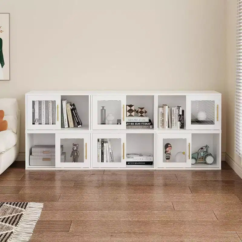 Organisateur de rangement Heynemo Cube avec porte en acrylique, bibliothèque empilable, système de rangement modulaire Cubby, étagère d'affichage en bois pour placard