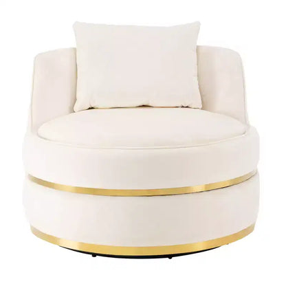 Fauteuil pivotant à 360°, fauteuil baril moderne en velours rembourré surdimensionné avec coussin - HABITRIO